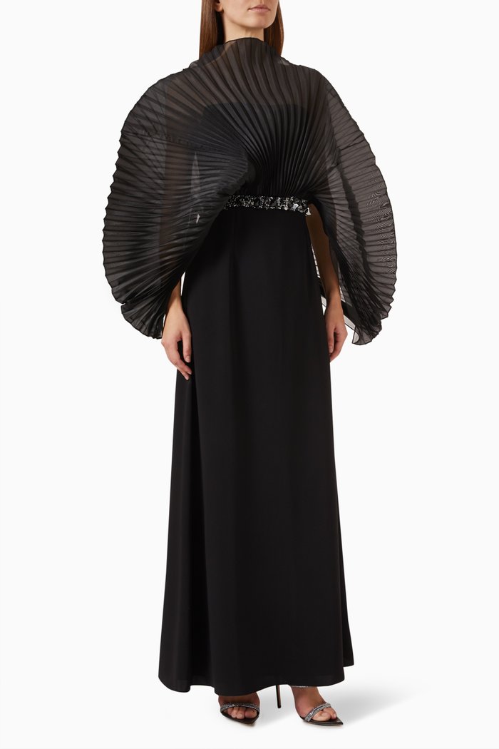 

Raina Pleated Maxi Dress, Black