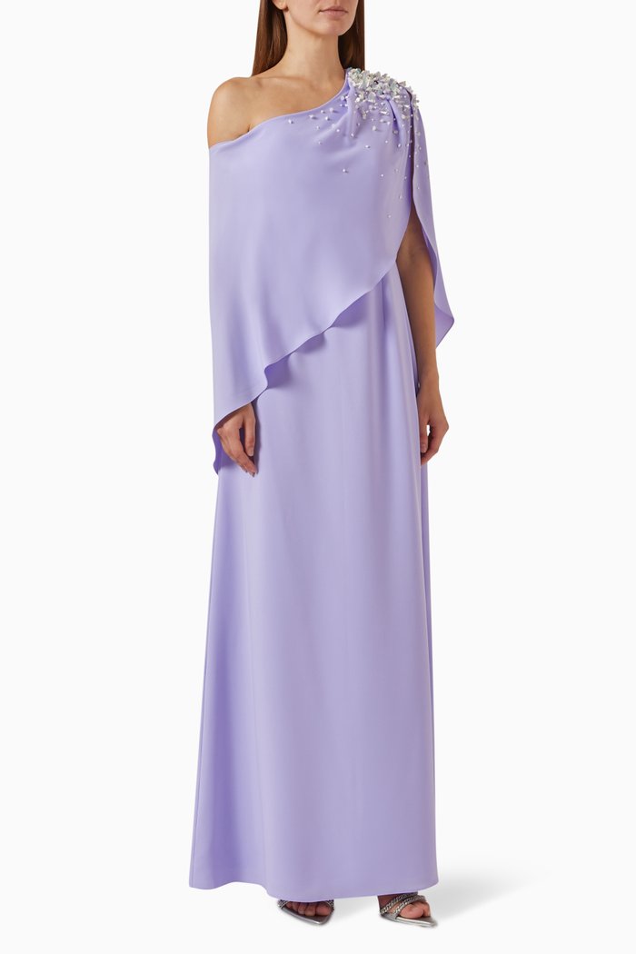 

Cleva One-shoulder Cape Maxi Dress, Purple
