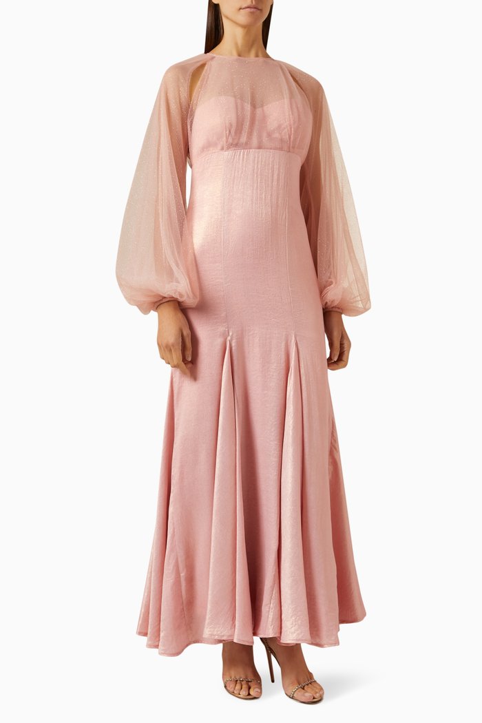 

Godet-pleated Dress, Pink