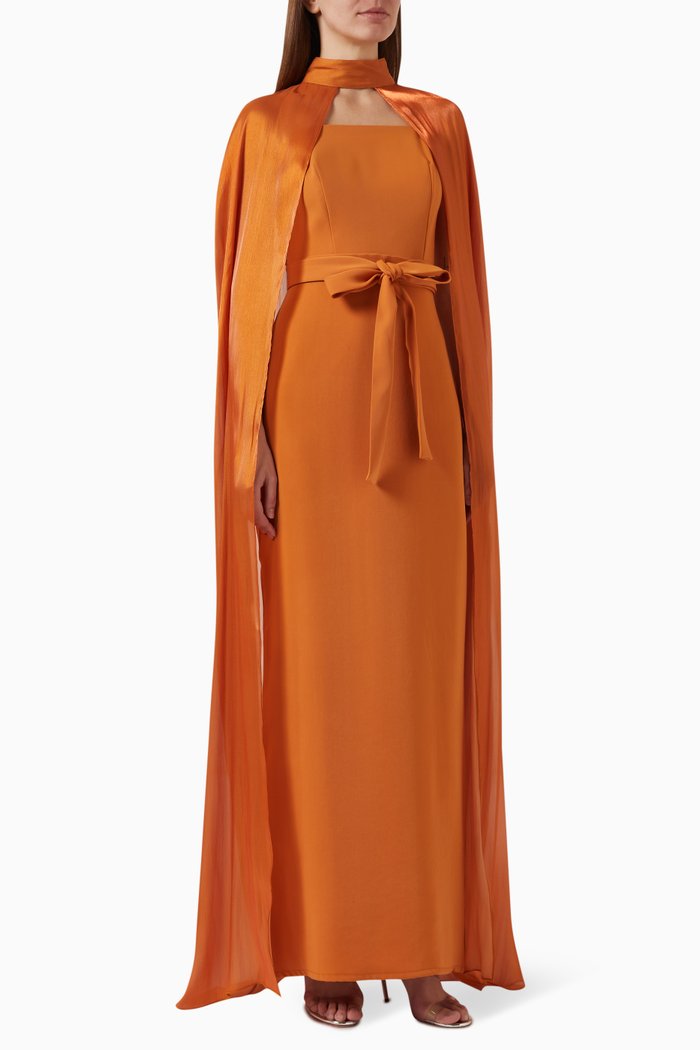 

Embellished Bustier Gown, Orange