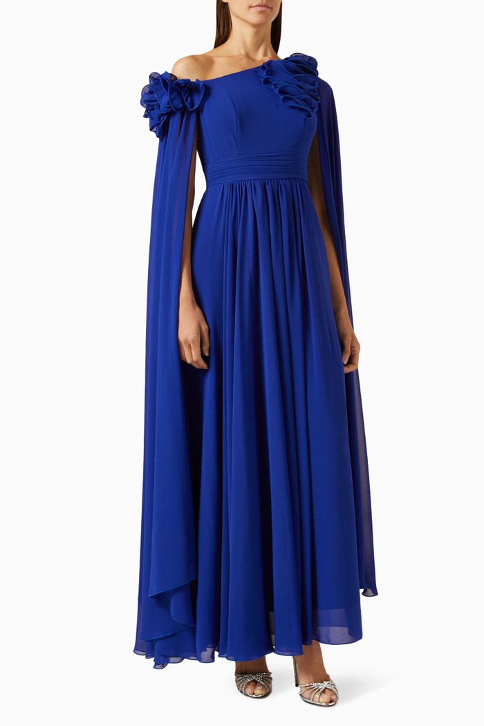 

Off-shoulder Ruffle Maxi Dress, Blue