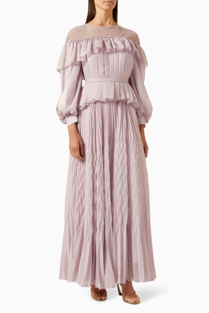 Frill Maxi Dress, Purple