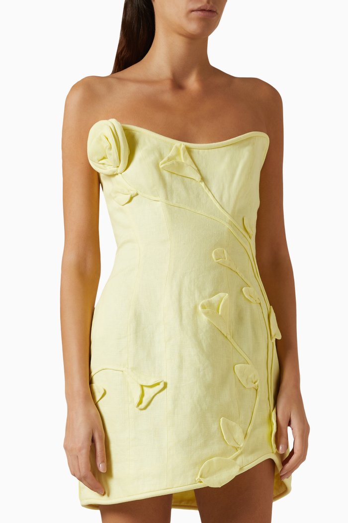 

Matchmaker Rose Mini Dress in Linen, Yellow