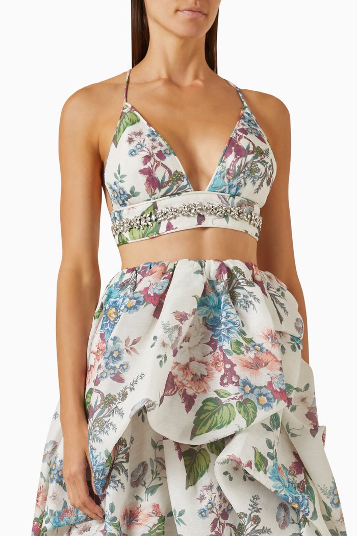 

Matchmaker Embellished Bralette in Silk-linen Organza, Neutral