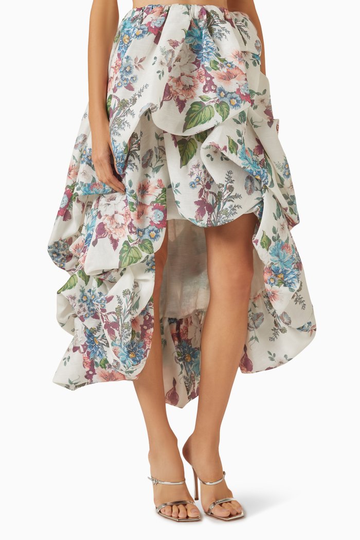 

Matchmaker Draped Midi Skirt in Silk-linen Organza, Neutral