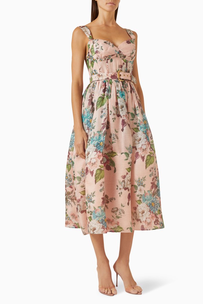

Matchmaker Midi Dress in Silk-linen Organza, Pink