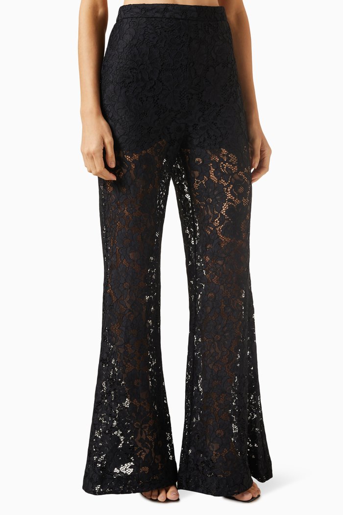 Matchmaker Flared Pants in Lace, Black
