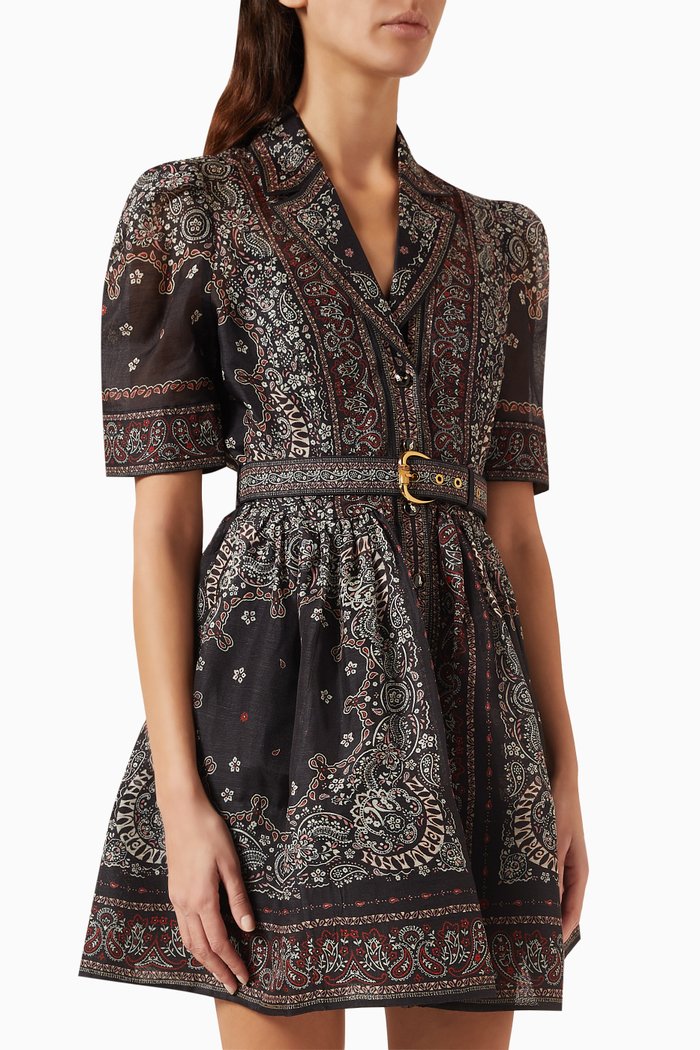 

Matchmaker Mini Shirt Dress in Silk-linen Organza, Black