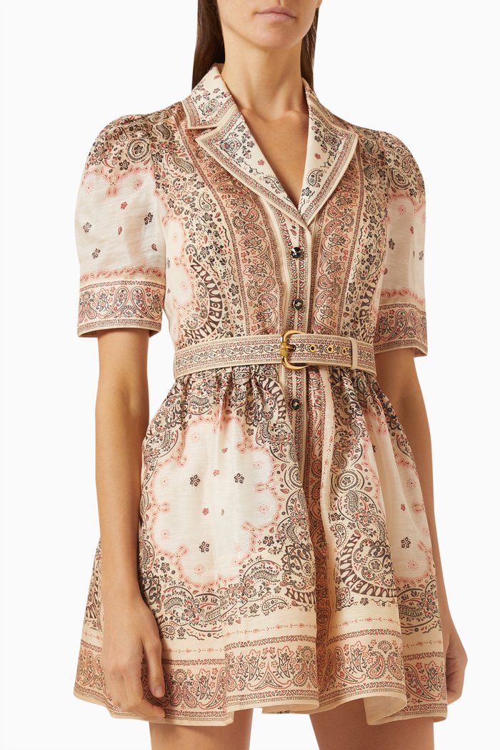 

Matchmaker Mini Shirt Dress in Silk-linen Organza, Multicolour