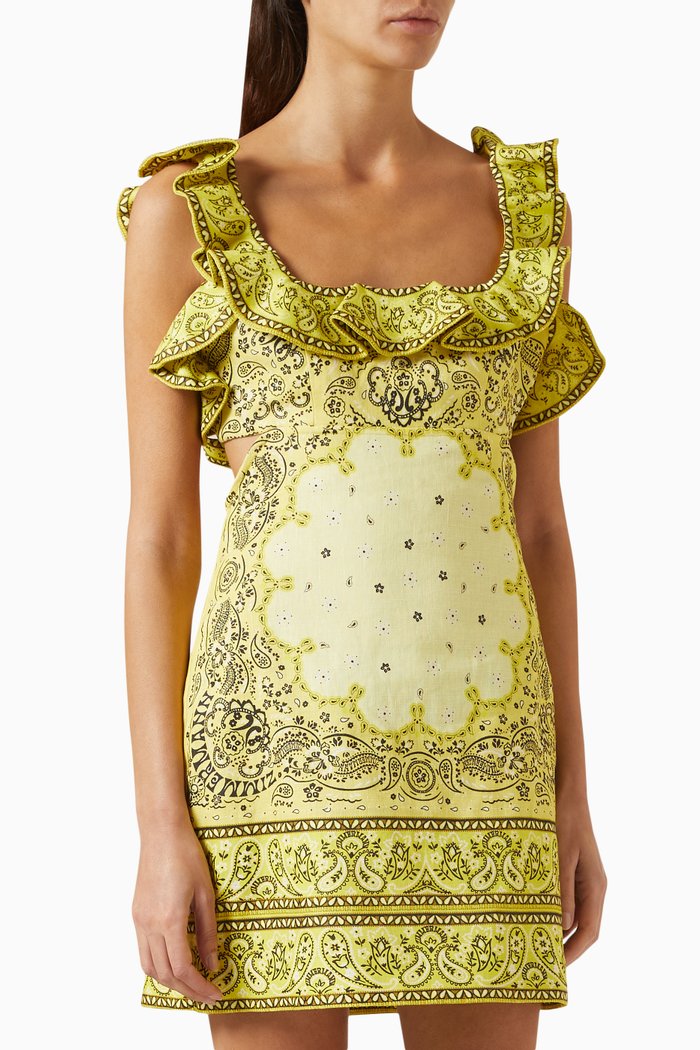 

Matchmaker Frilled Mini Dress in Linen, Yellow