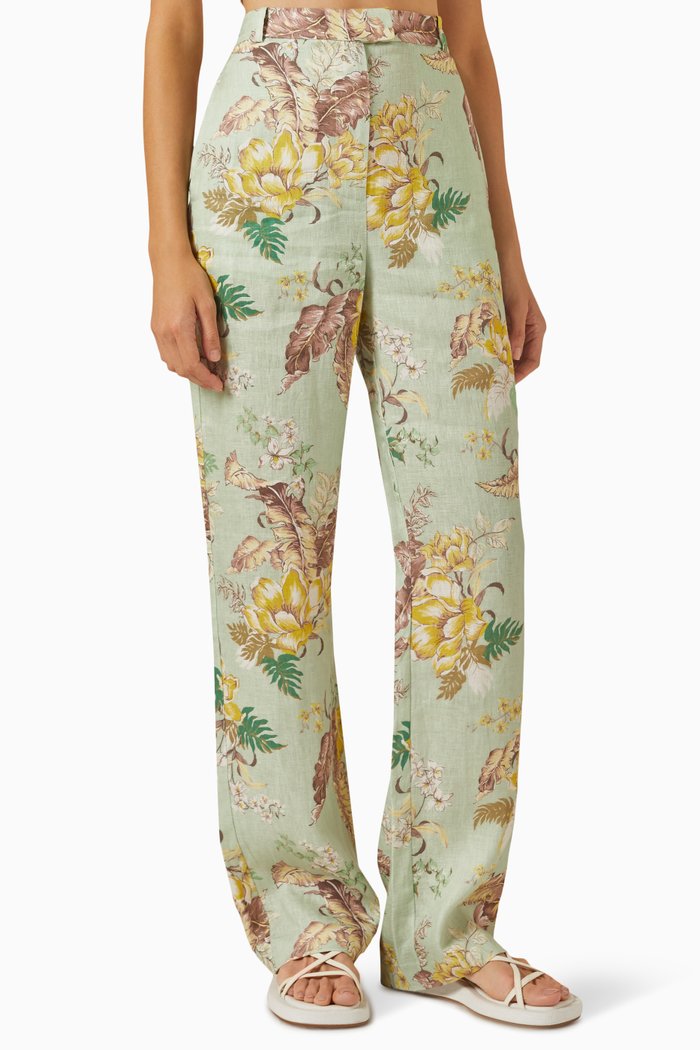 

Matchmaker Straight Leg Pants in Linen, Green