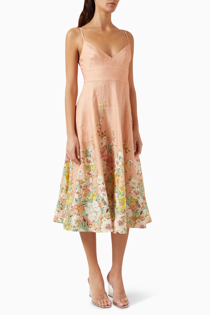 

Matchmaker Picnic Dress in Linen, Orange