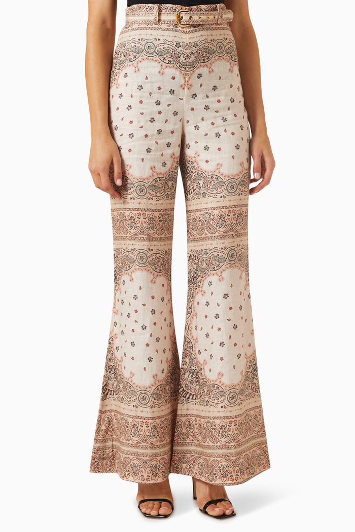 

Wide Leg Pants in Linen, Multicolour