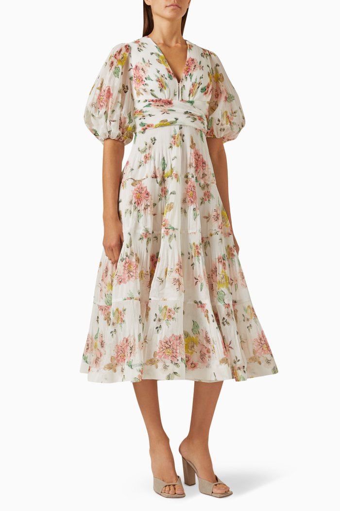 

Pleated Midi Dress, Multicolour