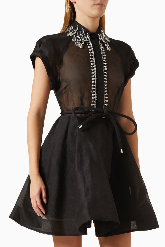 

Matchmaker Flip Dress in Silk-linen, Black