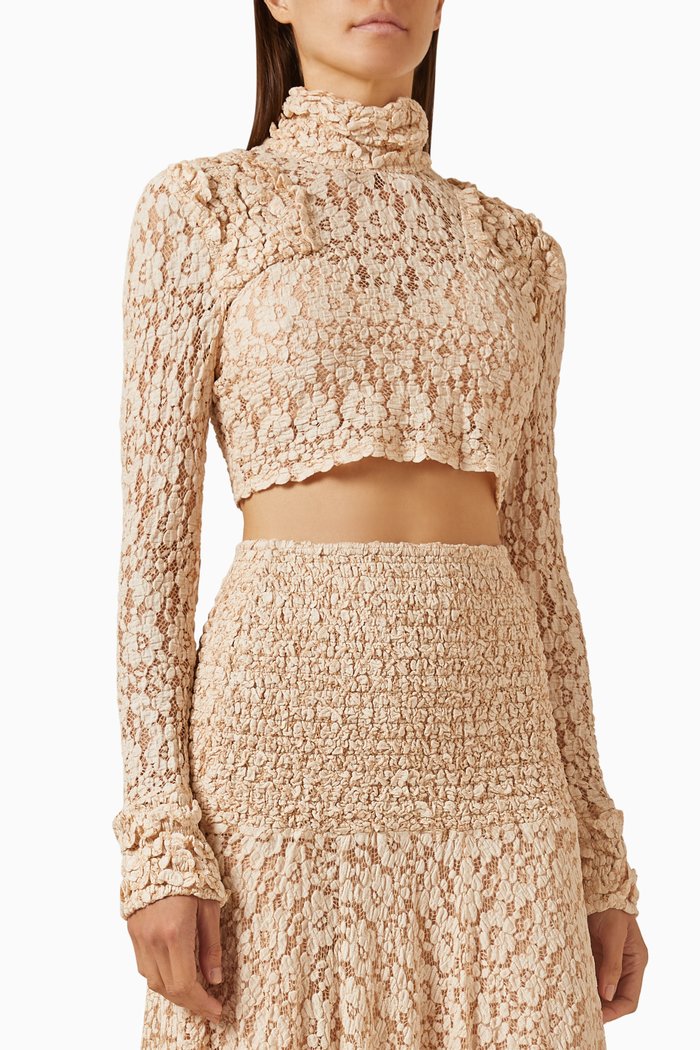 Scarlette Crop Top in Lace, Neutral