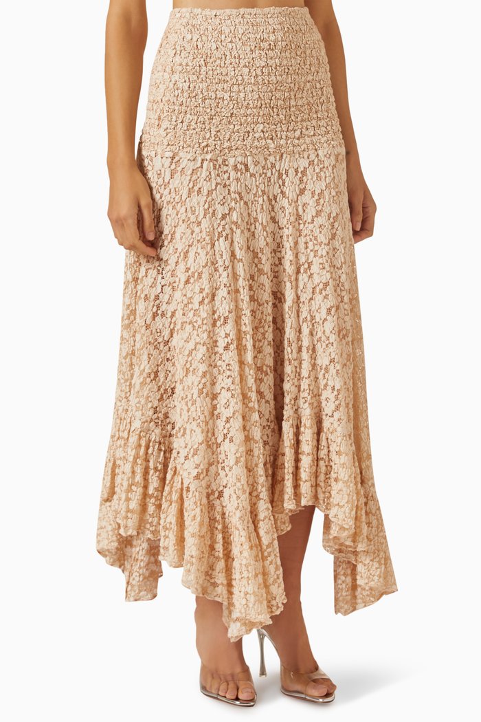 Vieira Maxi Skirt in Lace, Neutral