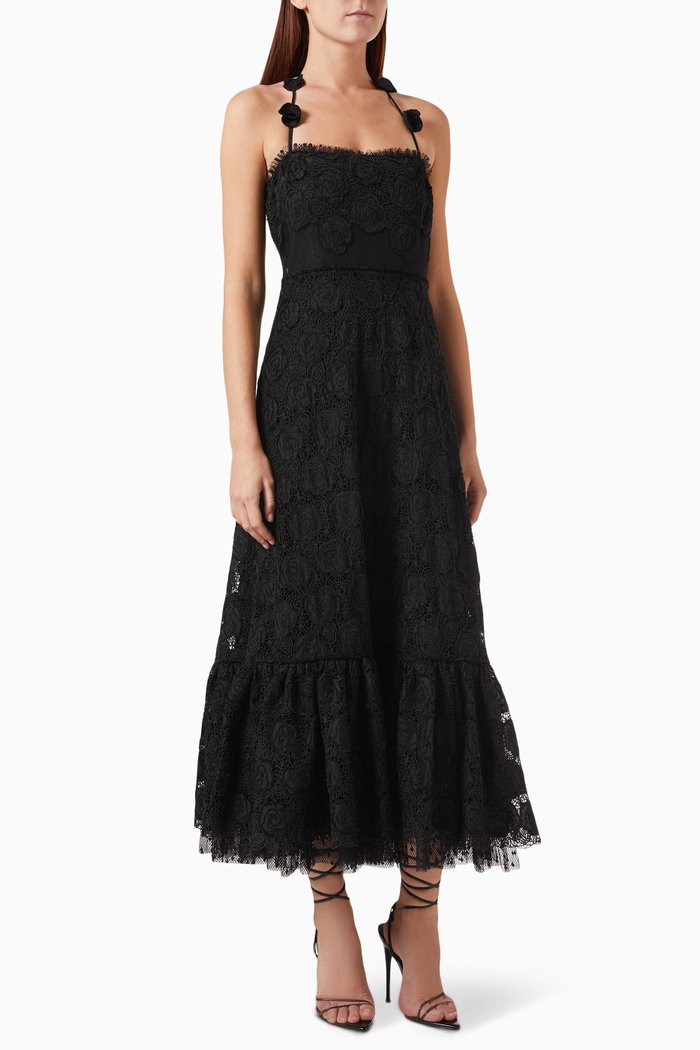 

Vilanelle Maxi Dress in Lace, Black