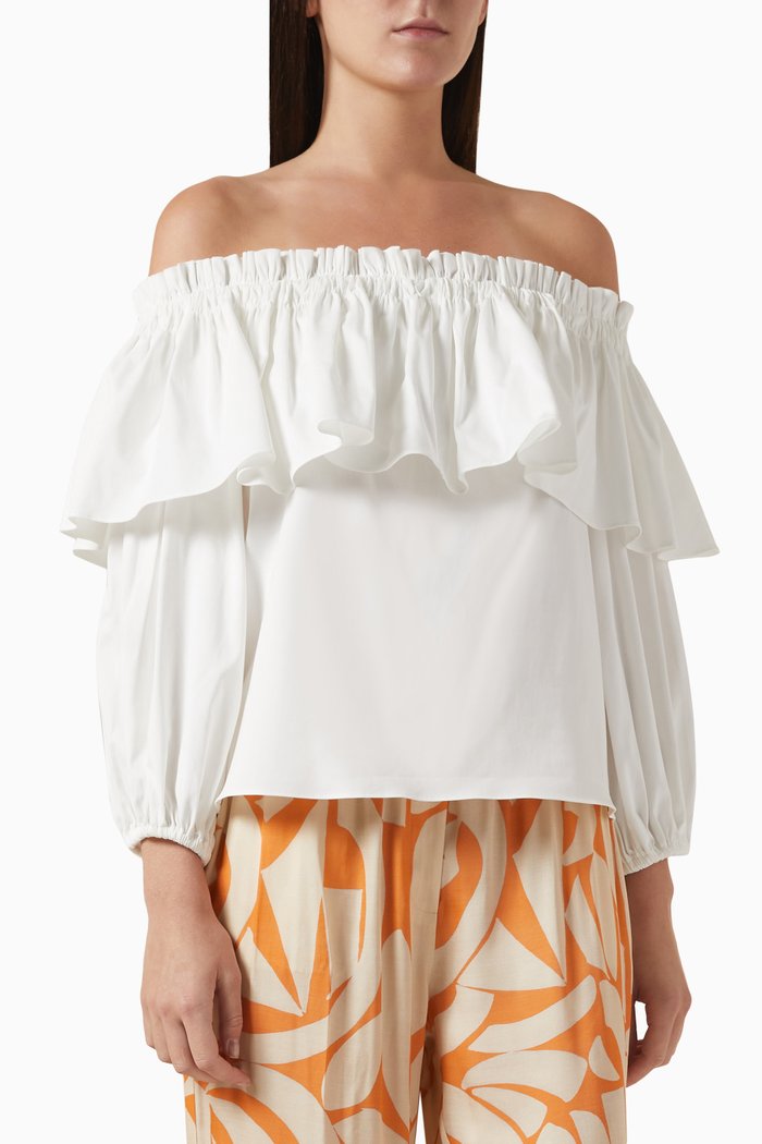 

Arosa Off-shoulder Top in Cotton Blend, White