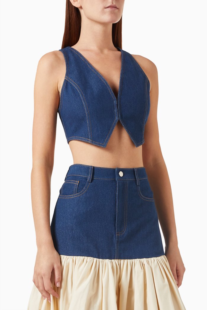 Irie Crop Top in Denim, Blue