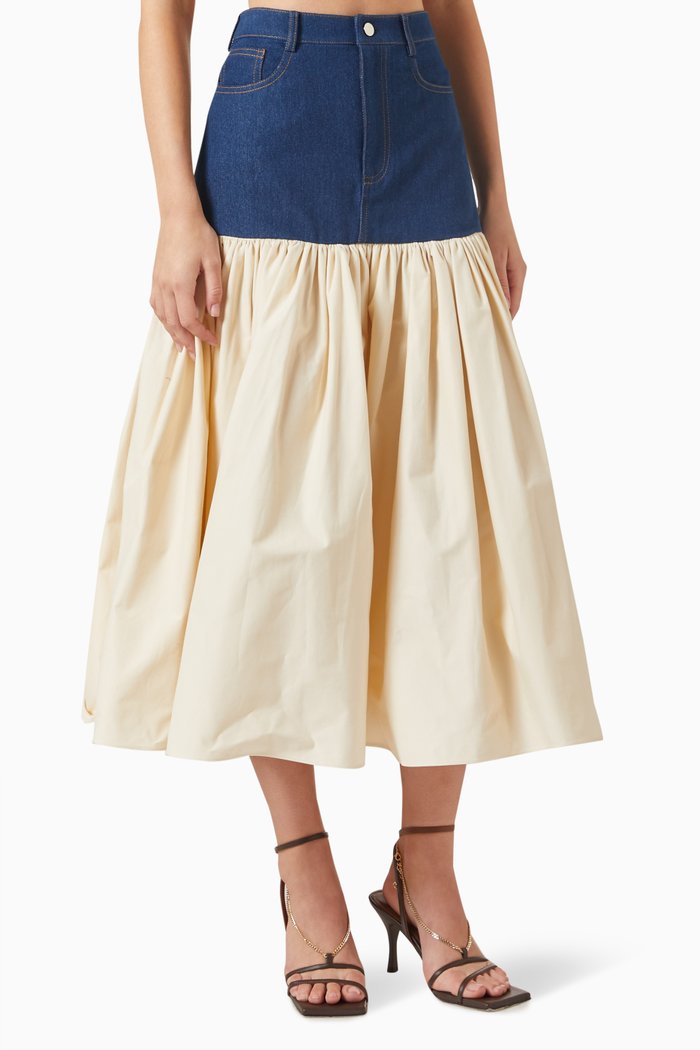 

Tomma Midi Skirt in Denim, Multicolour