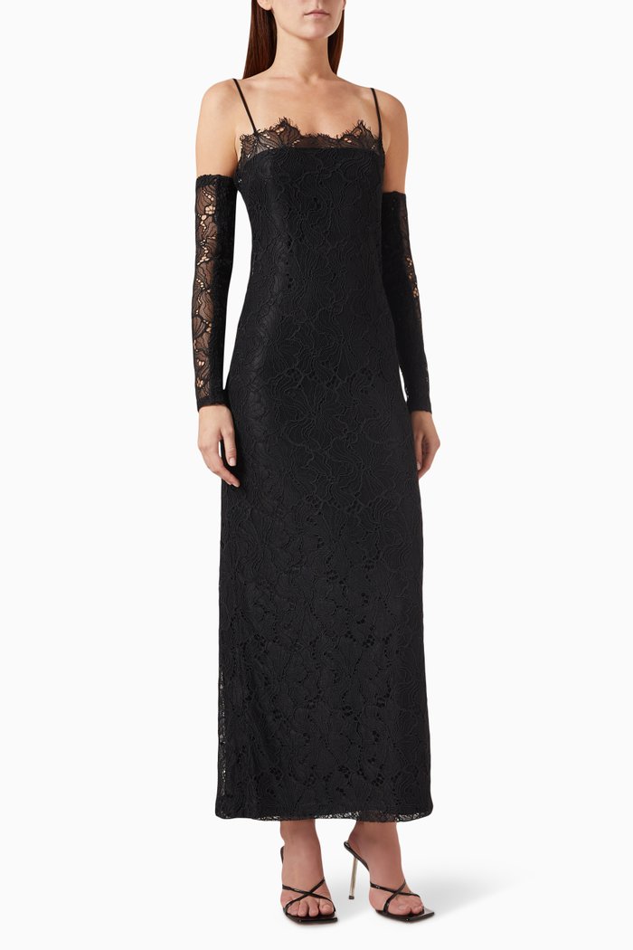 

Rishell Maxi Dress in Lace, Black