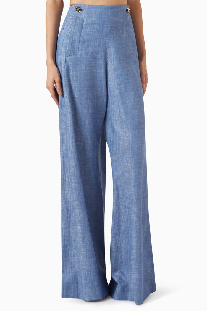 

Neale Wide-leg Pants in Chambray, Blue
