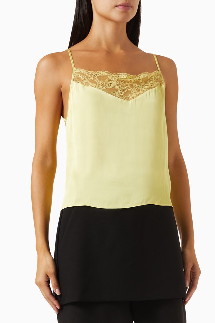 

Lix Camisole Top in Satin, Yellow
