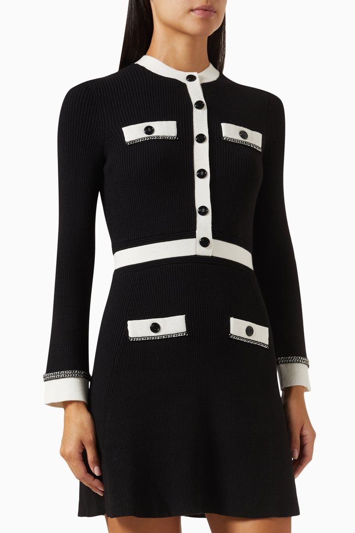 

Ruscadelle Mini Dress in Rib-knit, Black