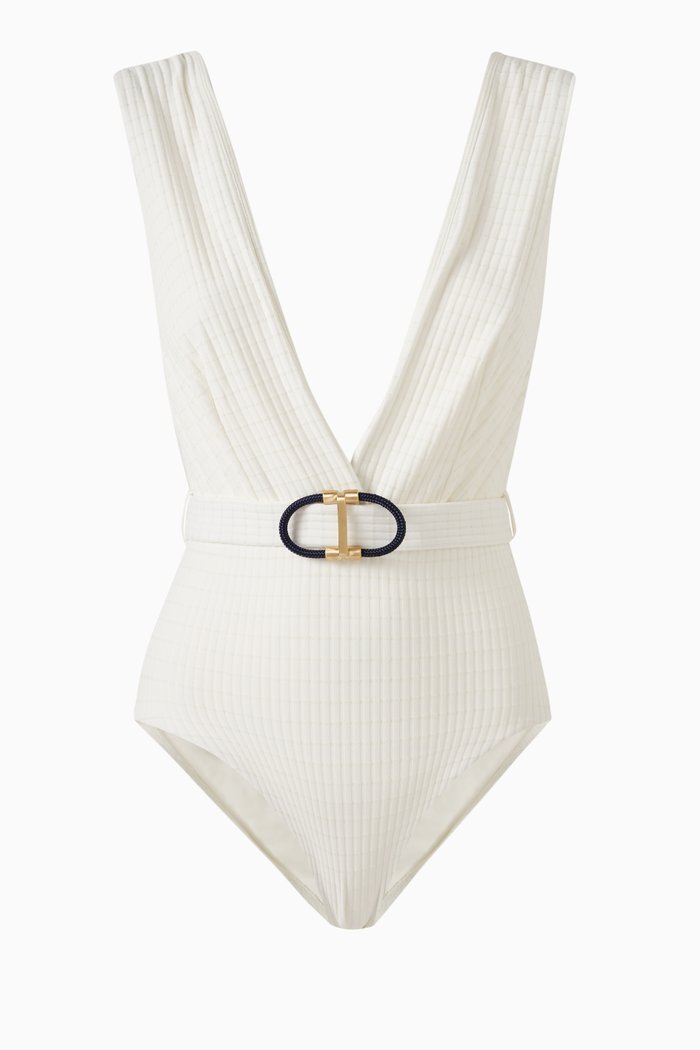 

Alight Textured Plunge One-piece Swimsuit in Lycra, Neutral