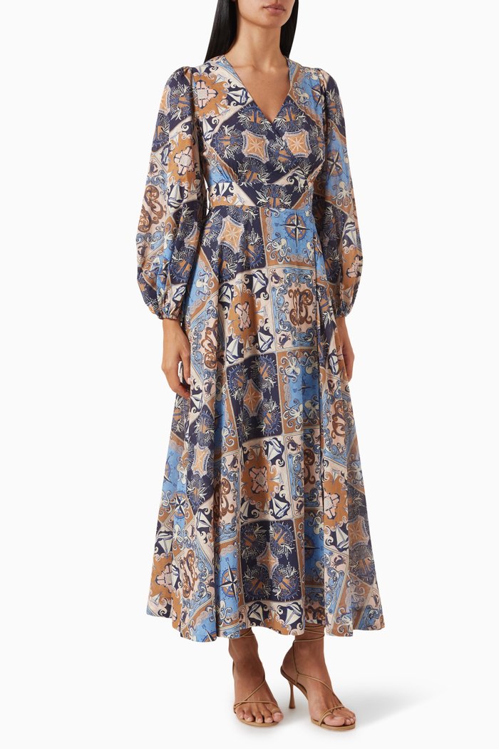 

Alight Wrap Midi Dress in Cotton, Multicolour