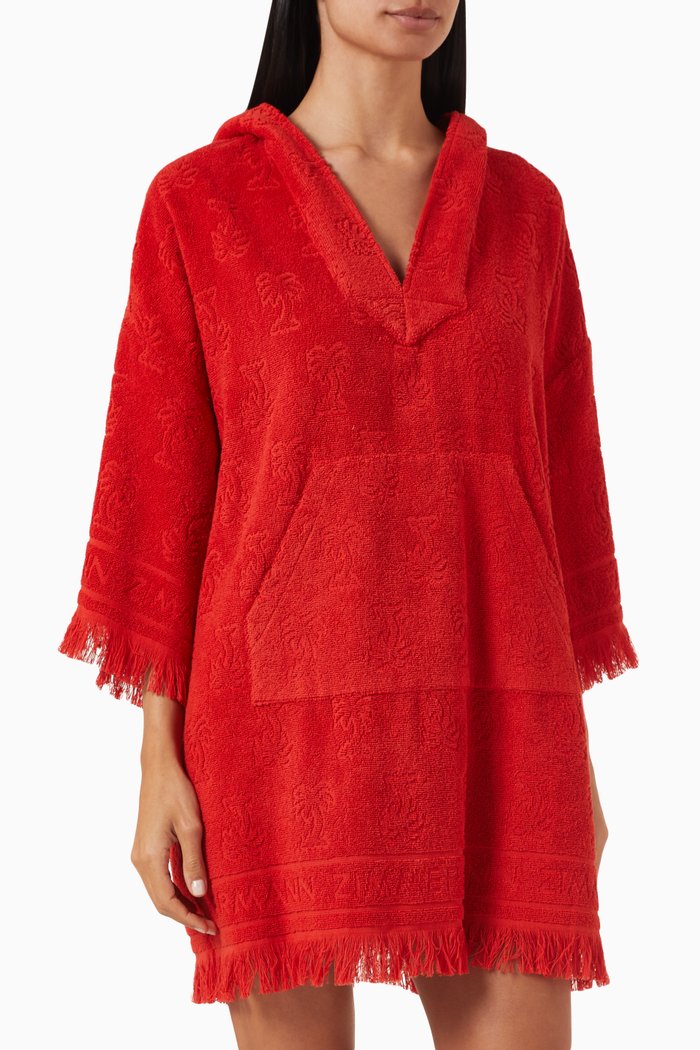 

Alight Hooded Towel Mini Dress in Cotton-terry, Red