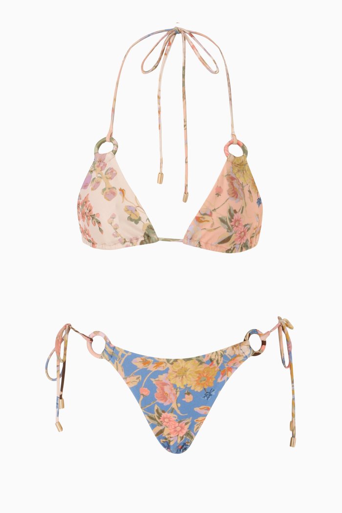 

August Spliced Ring Tie Bikini Set, Multicolour