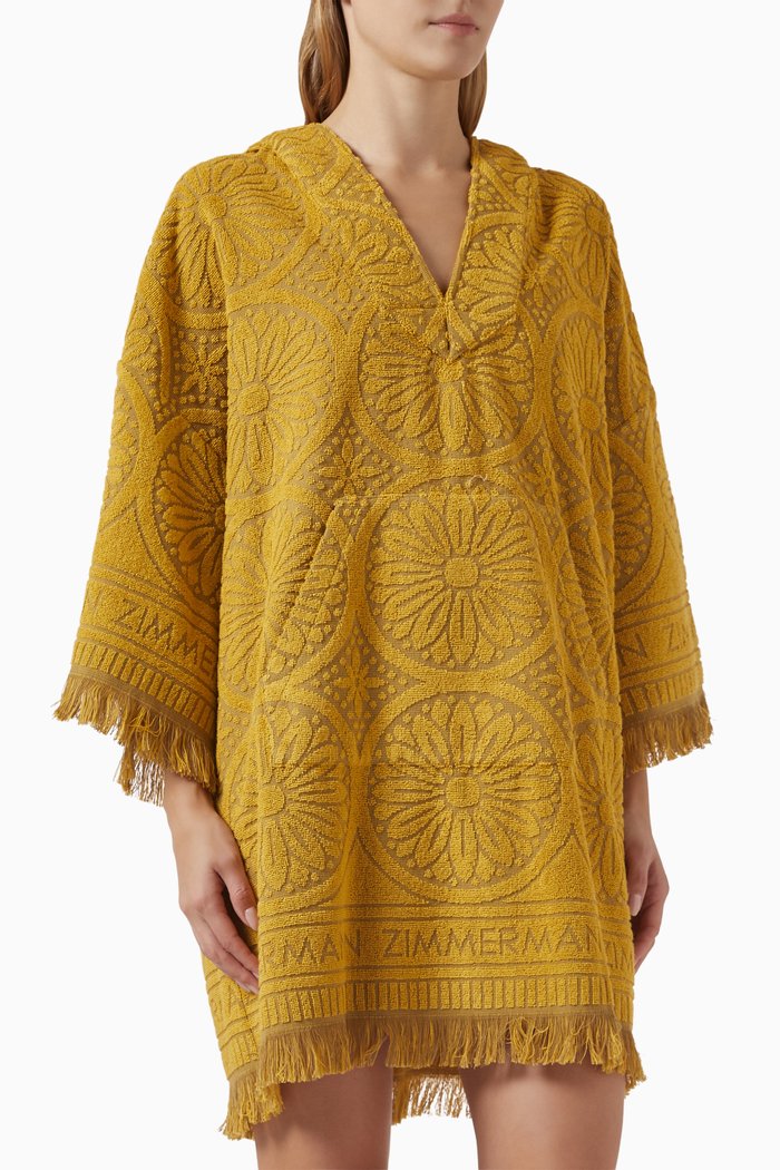

Junie Hooded Towelling Mini Dress in Cotton-terry, Gold