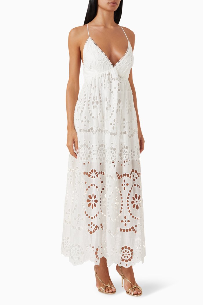 

Lexi Broderie Anglaise Slip Dress in Cotton, Neutral