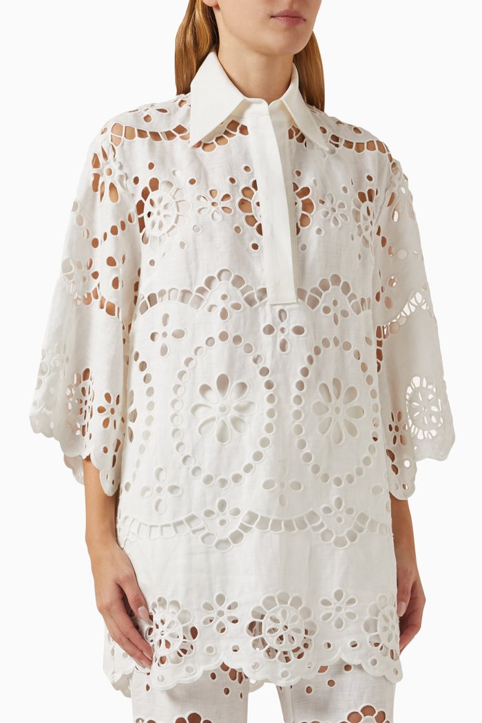 

Lexi Broderie Anglaise Tunic in Cotton, Neutral