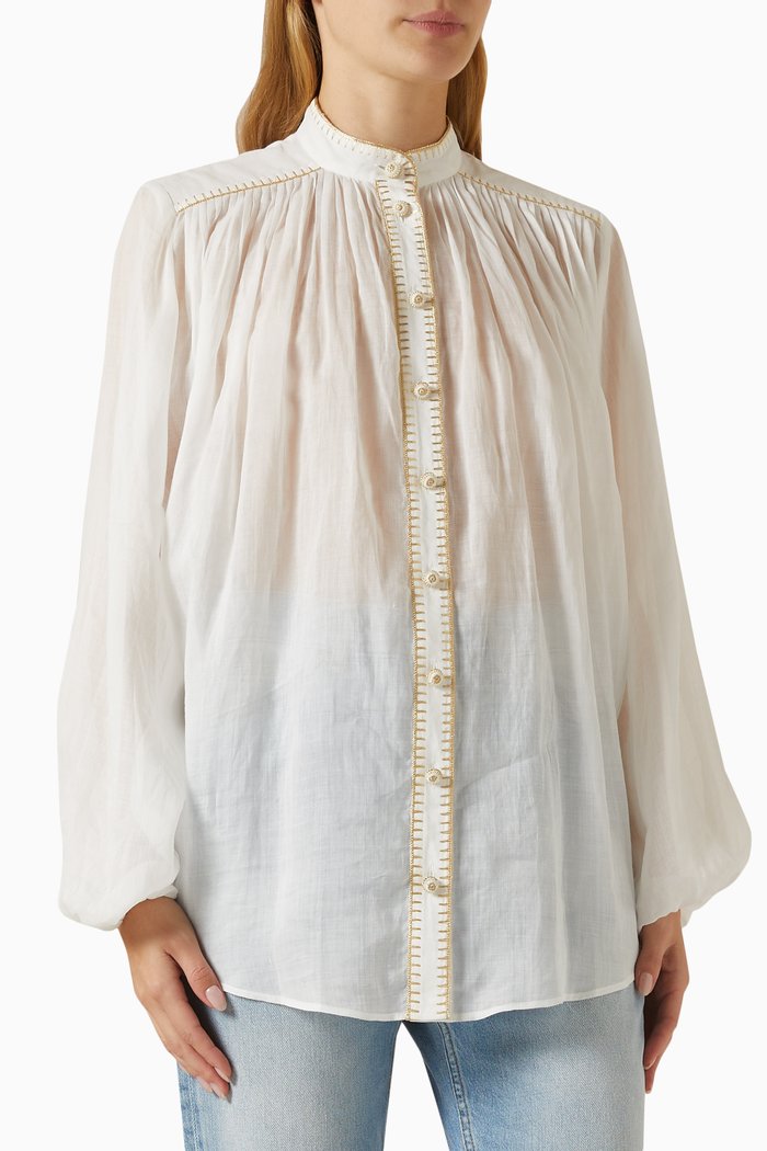 Junie Billow Blouse in Ramie, Neutral