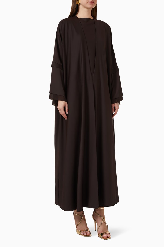 

3-piece Abaya Set in Silk, Brown