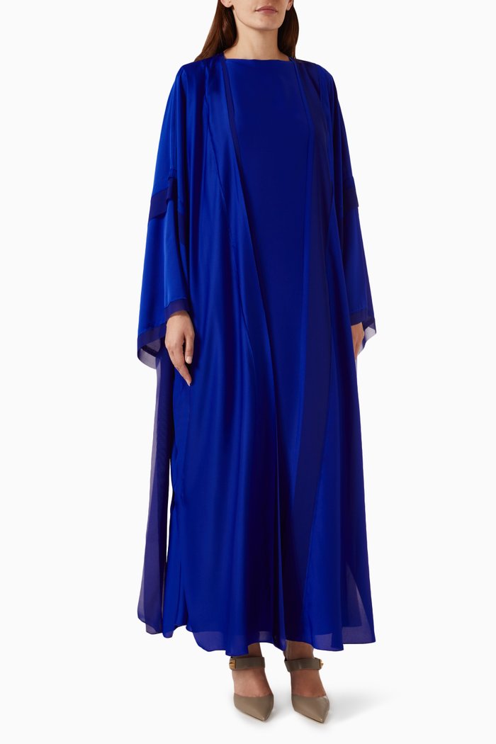 

3-piece Abaya Set in Silk, Blue