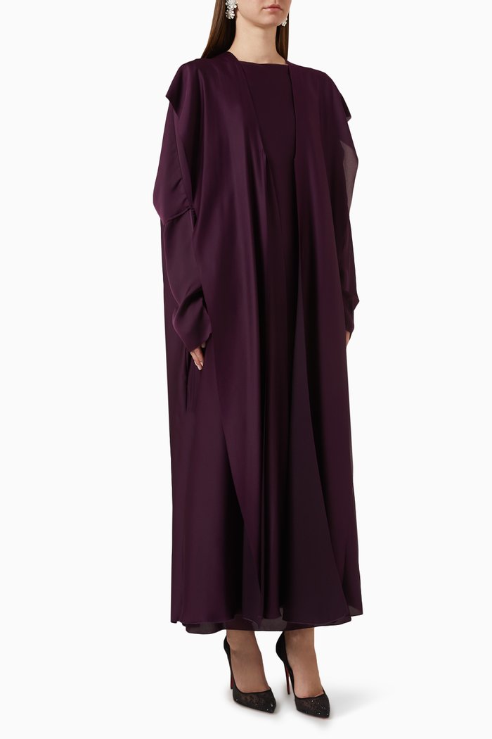 

3-piece Abaya Set in Silk, Purple