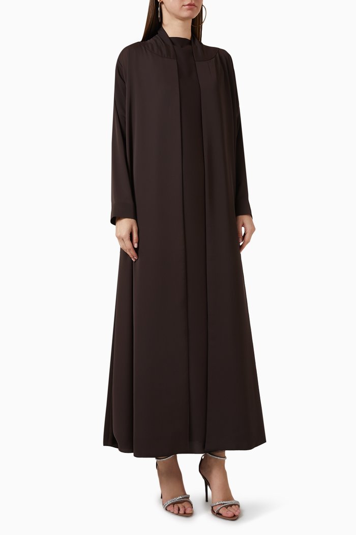 

3-piece Abaya Set in Silk, Brown