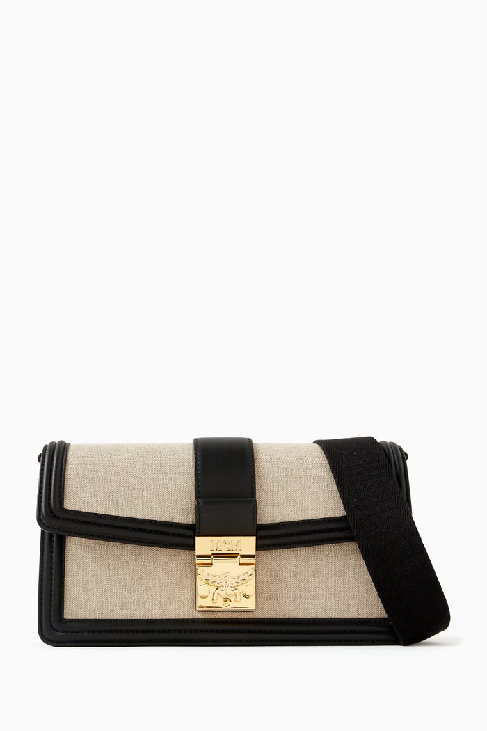 Tracy Shoulder Bag in Linen, Black