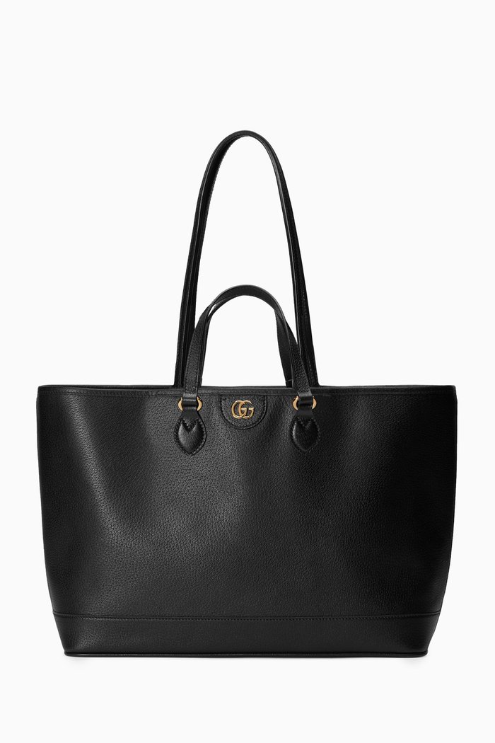

Medium Ophidia Tote Bag in Leather, Black