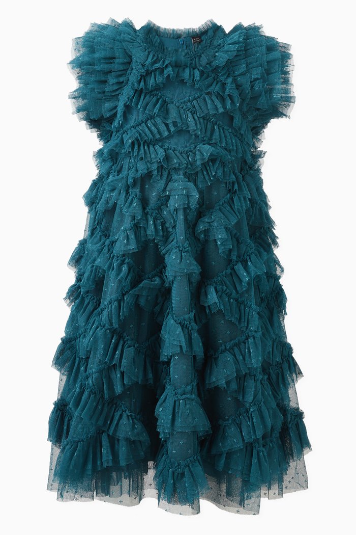 

Genevieve Frill Dress in Kisses Tulle, Blue