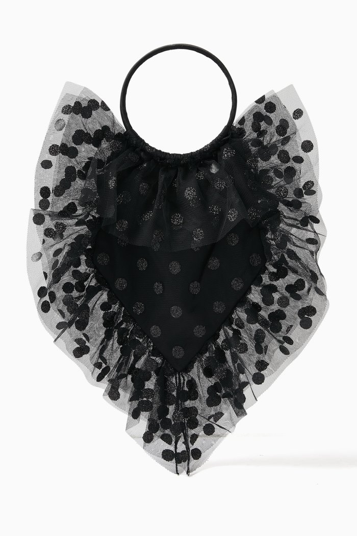 The Hurricane Top-handle Bag in Tulle, Black