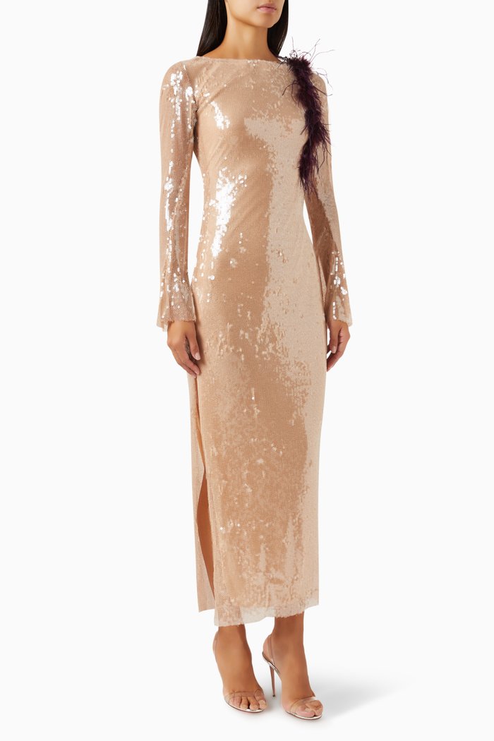 

Sequin-embellished Maxi Dress, Neutral