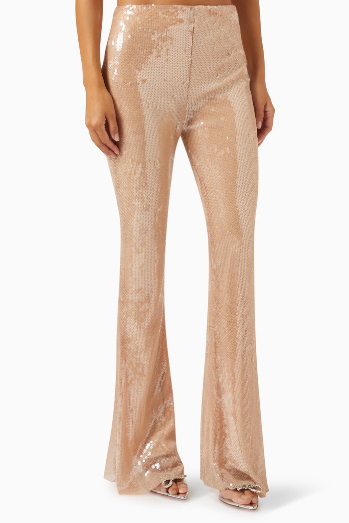 

Sequin-embellished Flared Pants, Neutral
