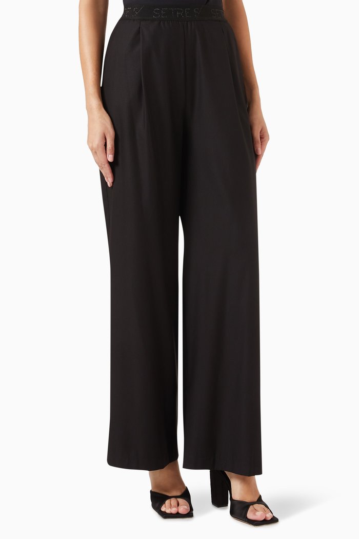 

Logo Wide-leg Pants, Black