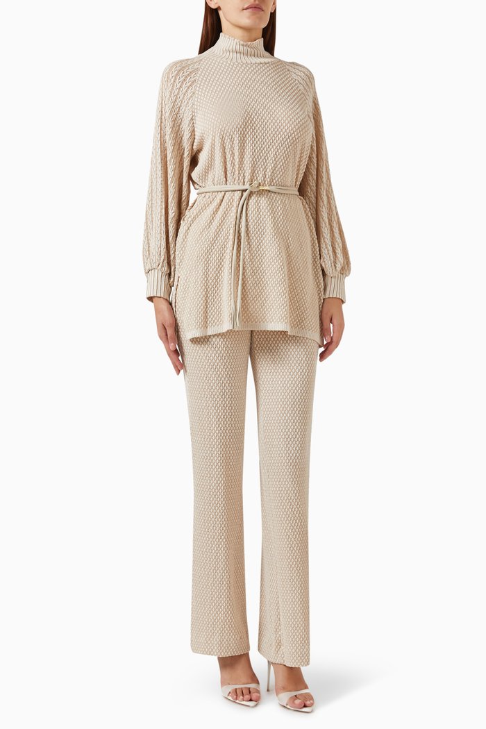 

Textured Top & Pants Set, Neutral