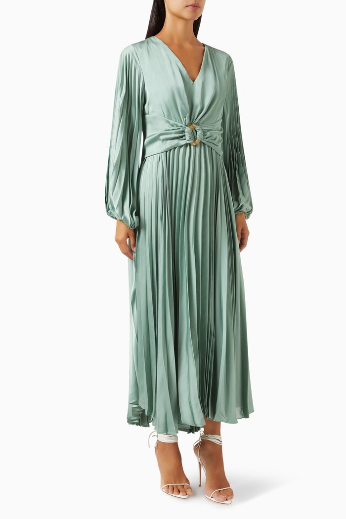

Pleated Midi Dress, Green